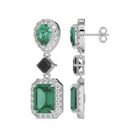 Multi Shape Halo Antique Dangle Earrings