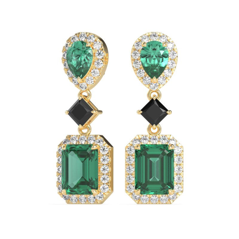 Multi Shape Halo Antique Dangle Earrings