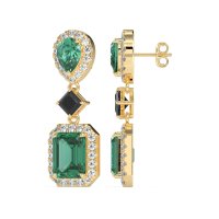 Multi Shape Halo Antique Dangle Earrings