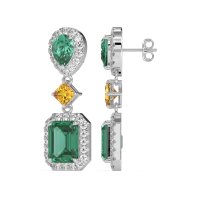 Multi Shape Halo Antique Dangle Earrings