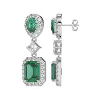 Multi Shape Halo Antique Dangle Earrings