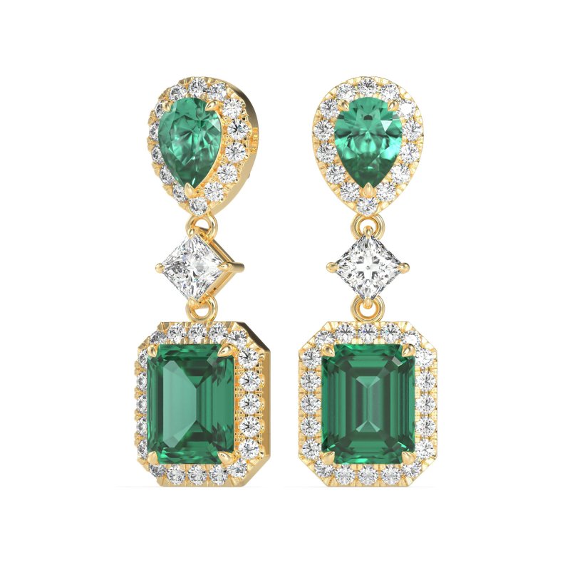 Multi Shape Halo Antique Dangle Earrings