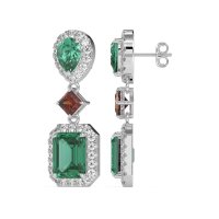 Multi Shape Halo Antique Dangle Earrings