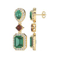 Multi Shape Halo Antique Dangle Earrings