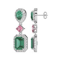 Multi Shape Halo Antique Dangle Earrings