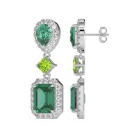 Multi Shape Halo Antique Dangle Earrings