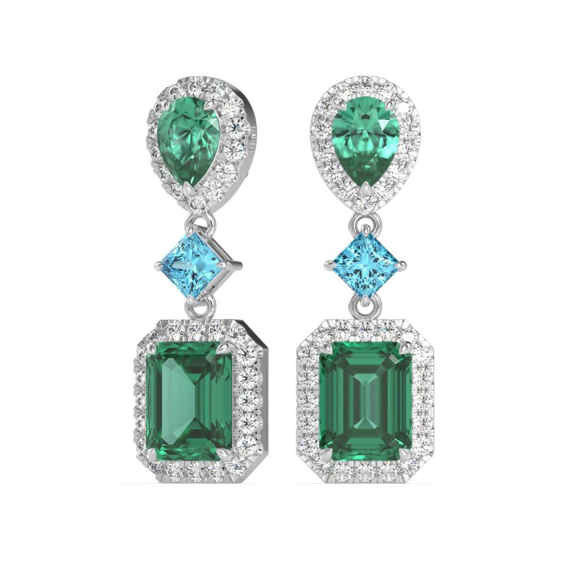 Multi Shape Halo Antique Dangle Earrings