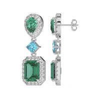 Multi Shape Halo Antique Dangle Earrings