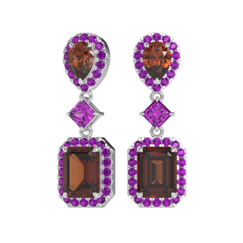 Multi Shape Halo Antique Dangle Earrings