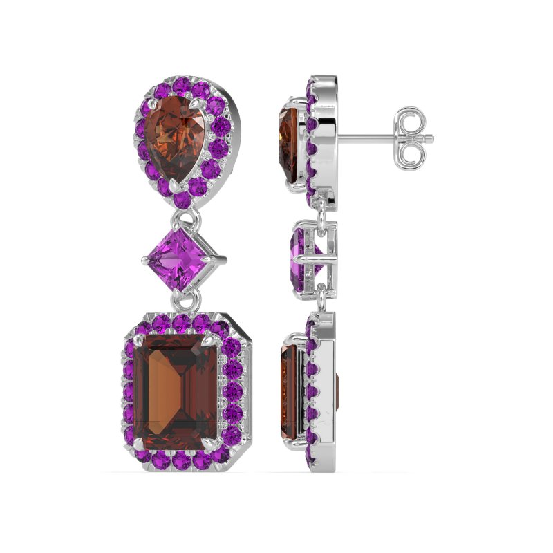 Multi Shape Halo Antique Dangle Earrings