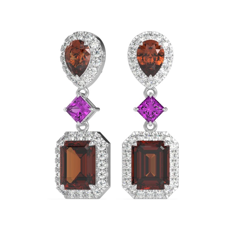 Multi Shape Halo Antique Dangle Earrings