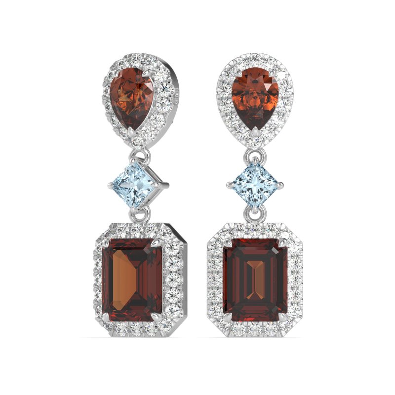 Multi Shape Halo Antique Dangle Earrings