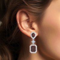 Multi Shape Halo Antique Dangle Earrings