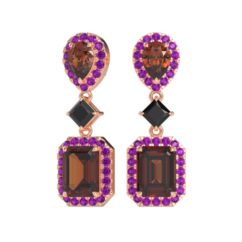 Multi Shape Halo Antique Dangle Earrings