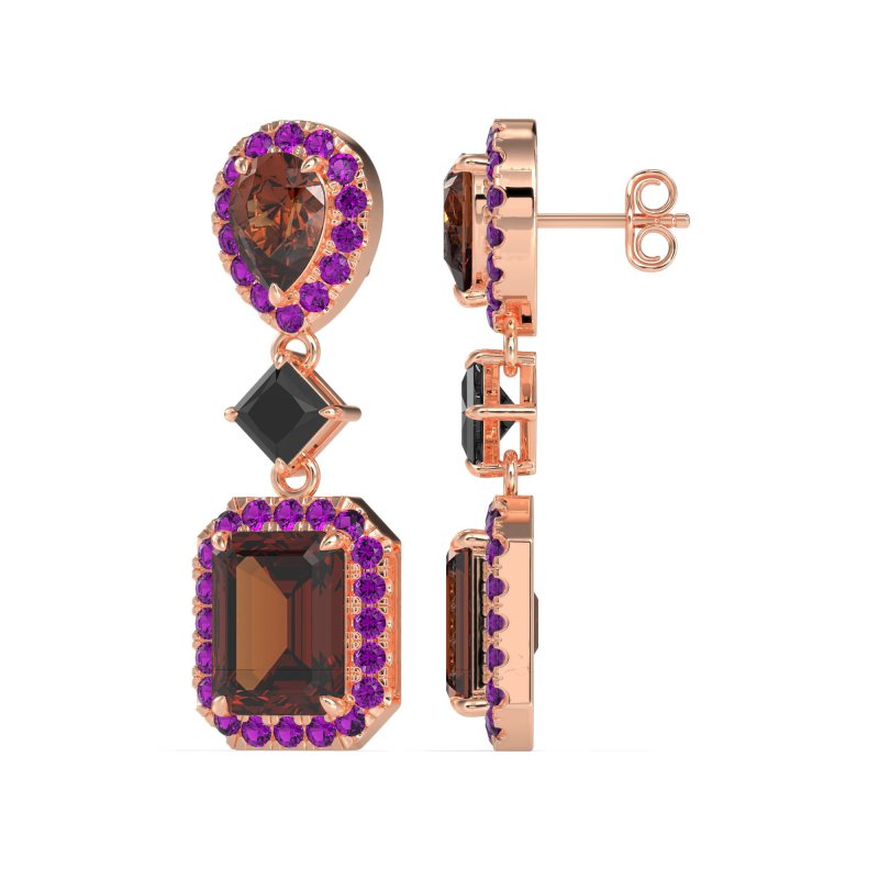 Multi Shape Halo Antique Dangle Earrings