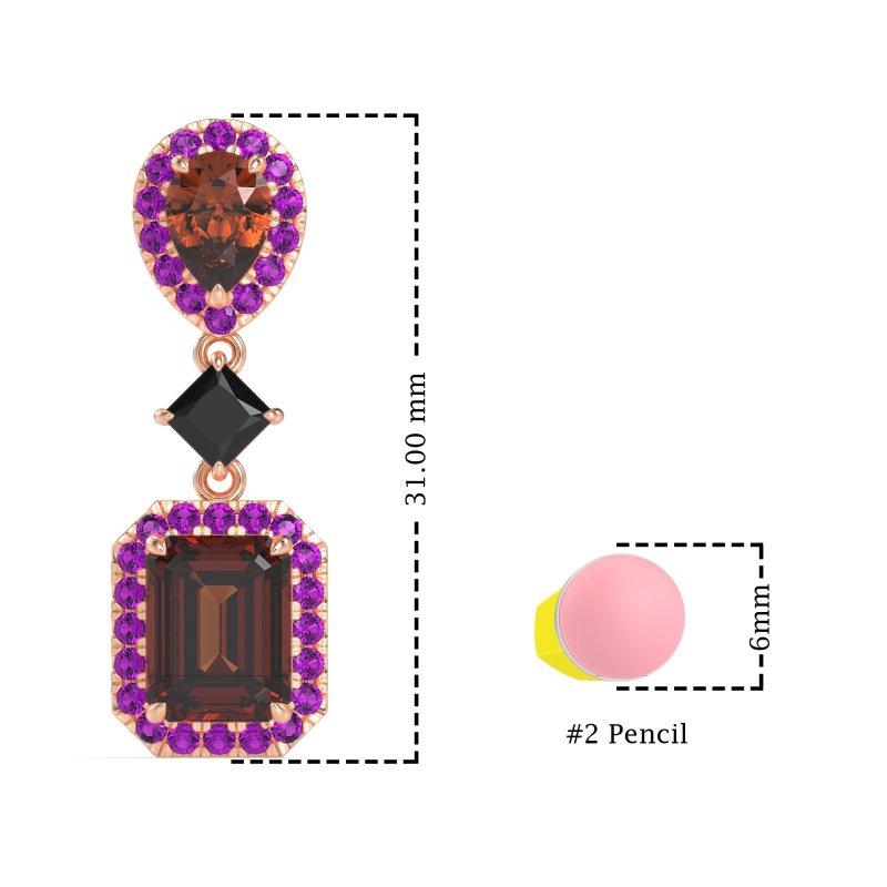 Multi Shape Halo Antique Dangle Earrings