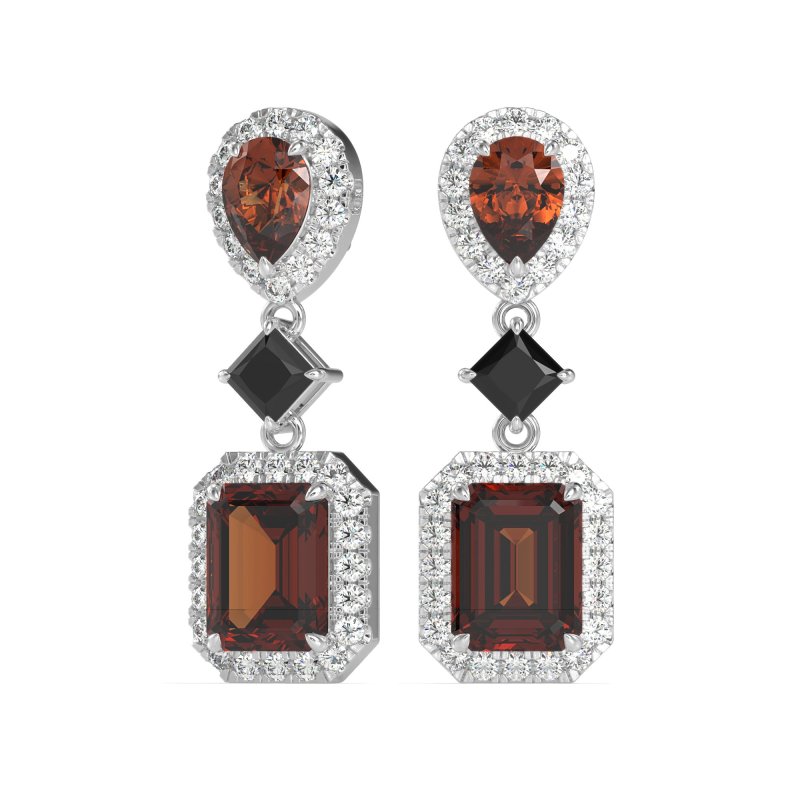 Multi Shape Halo Antique Dangle Earrings