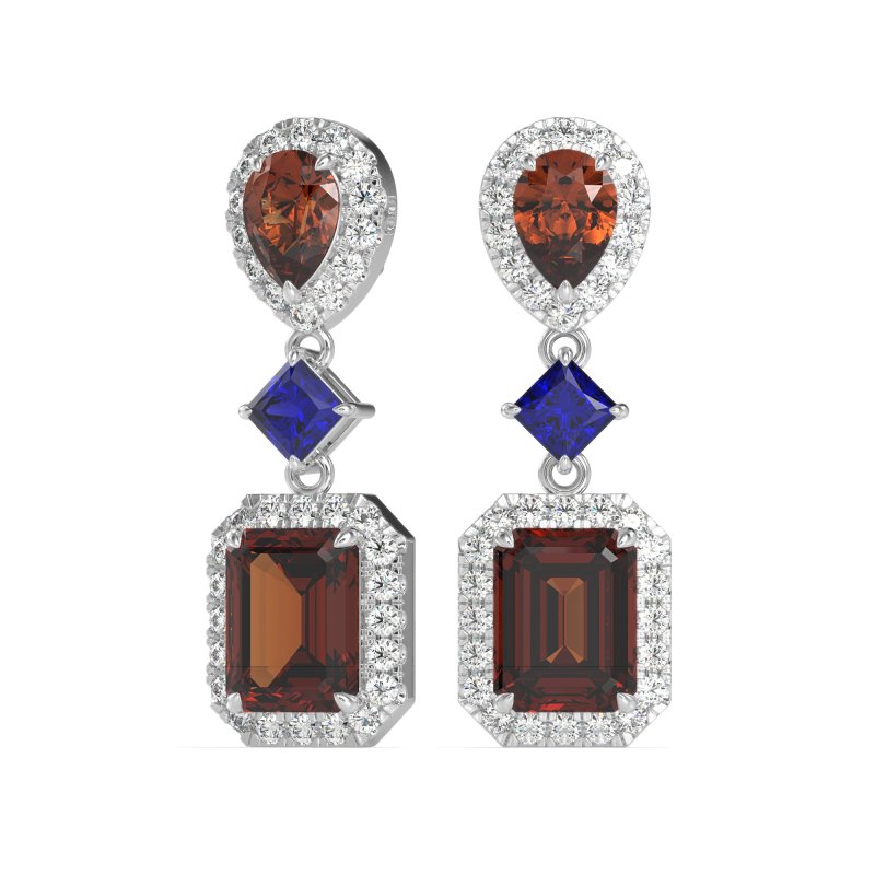 Multi Shape Halo Antique Dangle Earrings