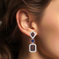 Multi Shape Halo Antique Dangle Earrings