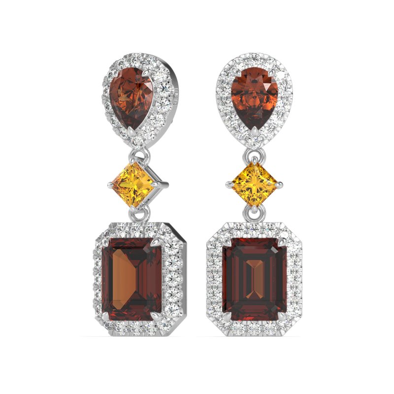 Multi Shape Halo Antique Dangle Earrings