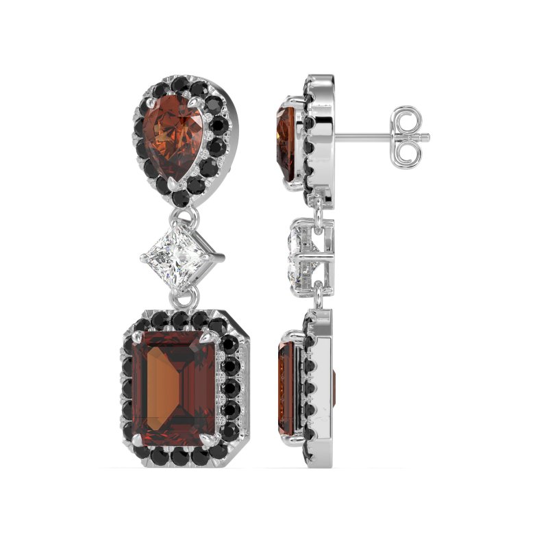 Multi Shape Halo Antique Dangle Earrings