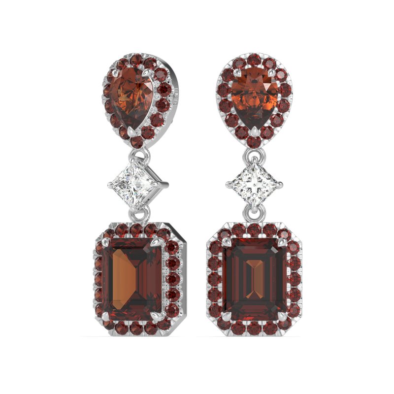 Multi Shape Halo Antique Dangle Earrings