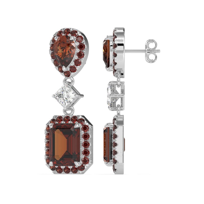Multi Shape Halo Antique Dangle Earrings