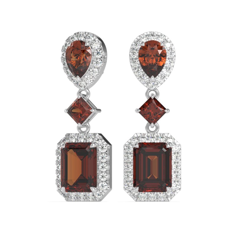 Multi Shape Halo Antique Dangle Earrings