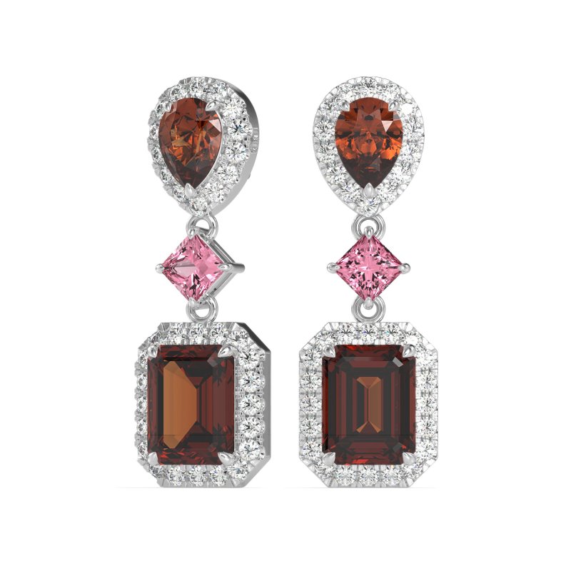 Multi Shape Halo Antique Dangle Earrings