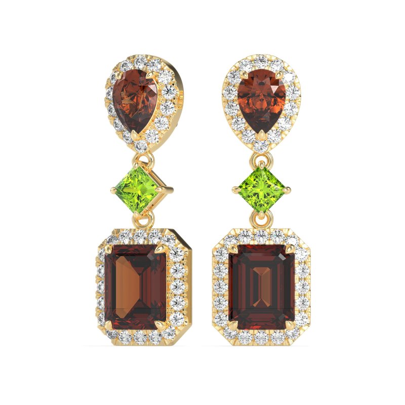 Multi Shape Halo Antique Dangle Earrings