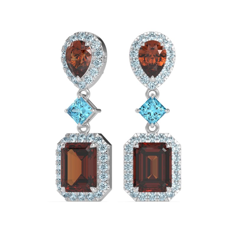 Multi Shape Halo Antique Dangle Earrings