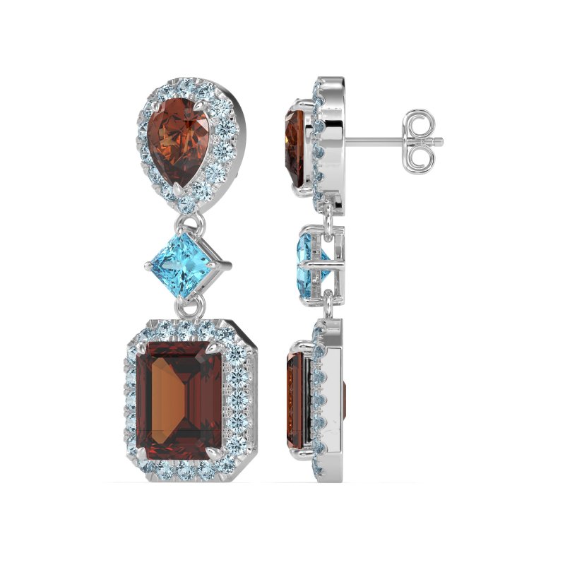 Multi Shape Halo Antique Dangle Earrings