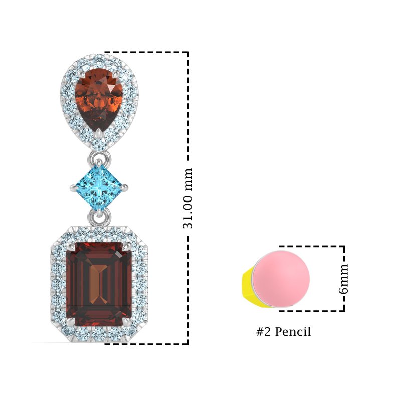 Multi Shape Halo Antique Dangle Earrings