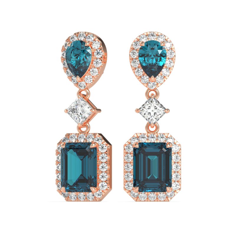 Multi Shape Halo Antique Dangle Earrings