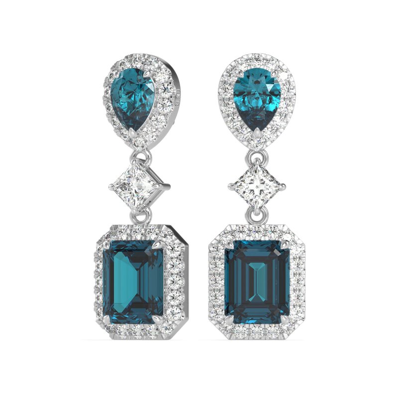 Multi Shape Halo Antique Dangle Earrings