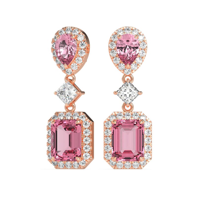 Multi Shape Halo Antique Dangle Earrings