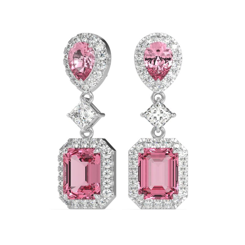 Multi Shape Halo Antique Dangle Earrings