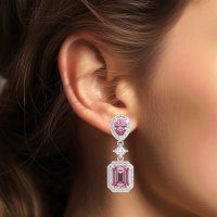 Multi Shape Halo Antique Dangle Earrings