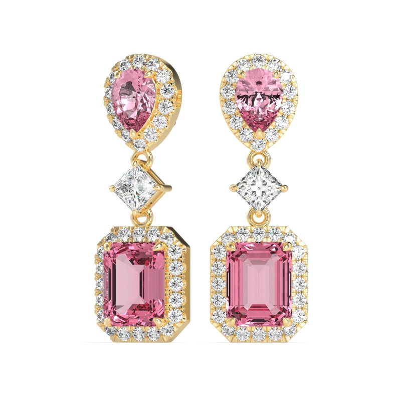 Multi Shape Halo Antique Dangle Earrings