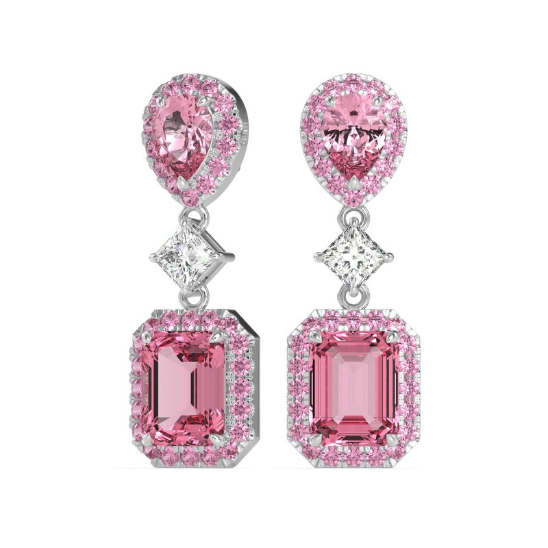 Multi Shape Halo Antique Dangle Earrings
