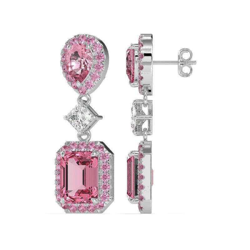 Multi Shape Halo Antique Dangle Earrings