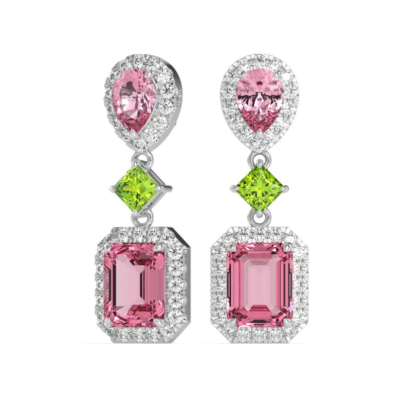 Multi Shape Halo Antique Dangle Earrings