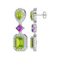 Multi Shape Halo Antique Dangle Earrings