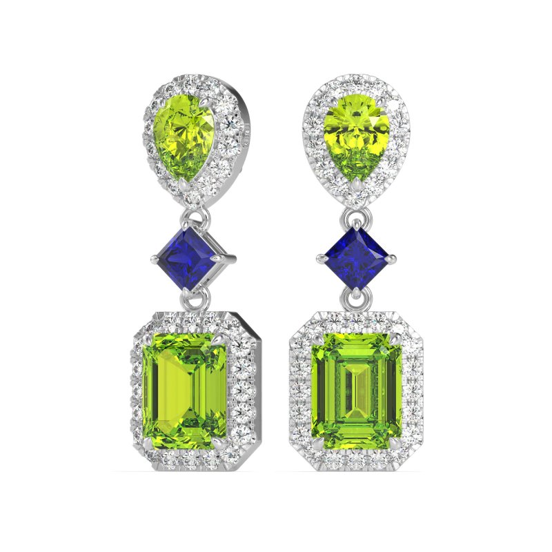 Multi Shape Halo Antique Dangle Earrings