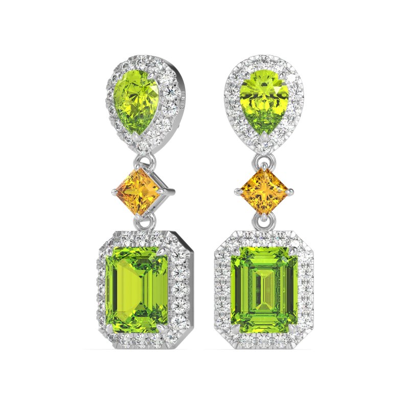 Multi Shape Halo Antique Dangle Earrings