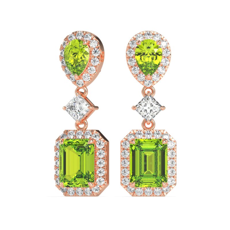 Multi Shape Halo Antique Dangle Earrings