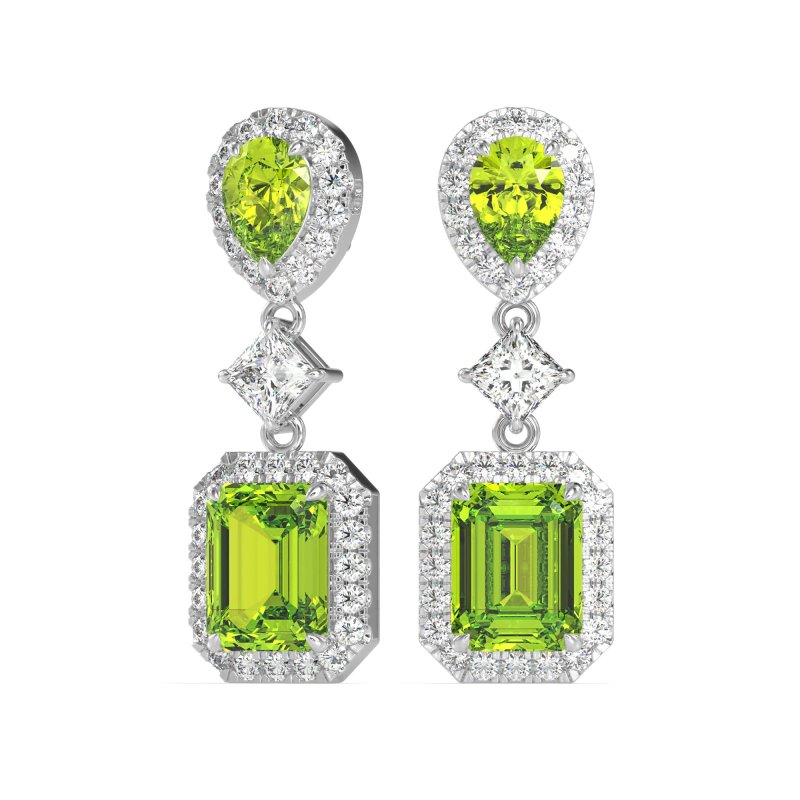 Multi Shape Halo Antique Dangle Earrings