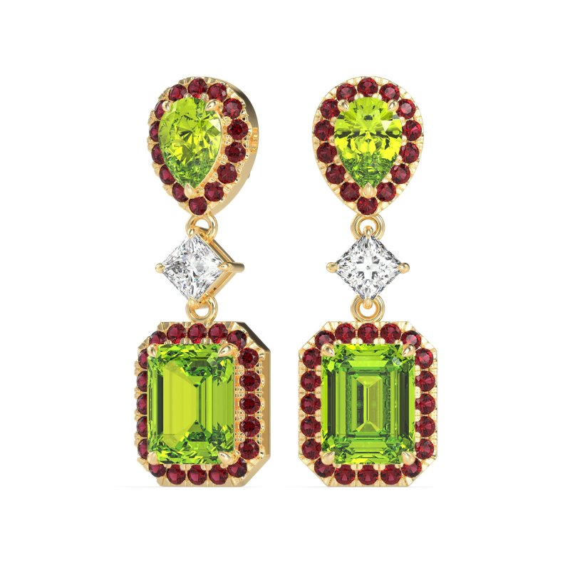 Multi Shape Halo Antique Dangle Earrings