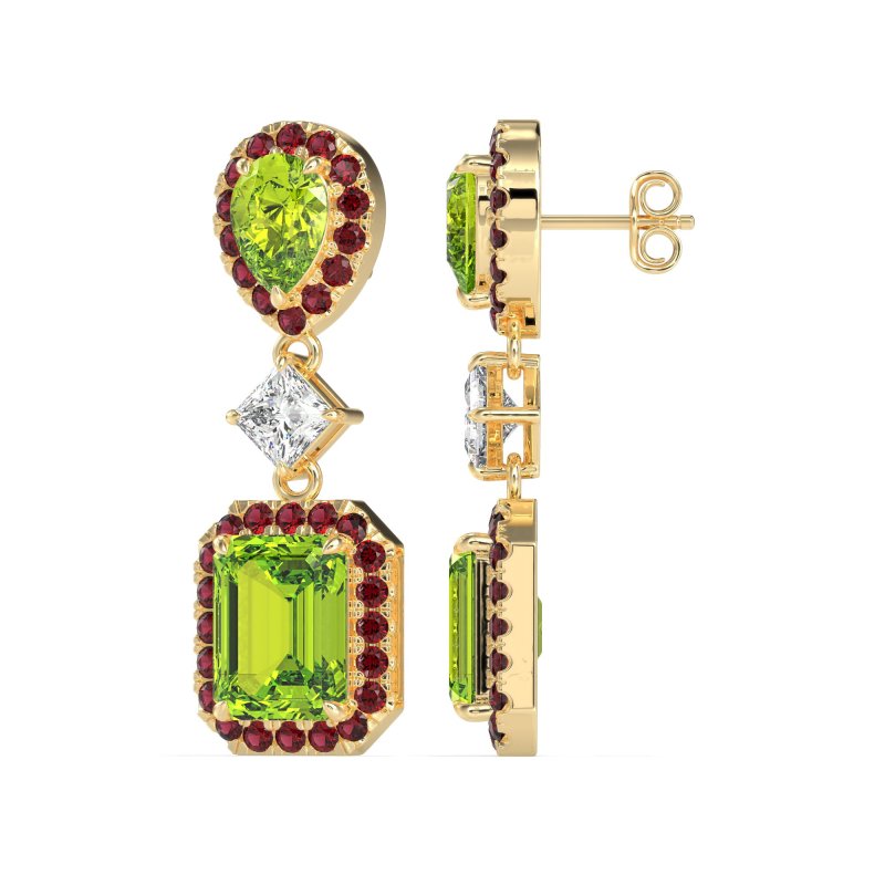 Multi Shape Halo Antique Dangle Earrings