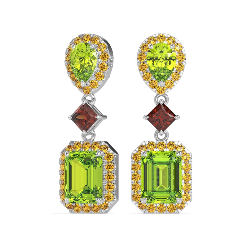 Multi Shape Halo Antique Dangle Earrings